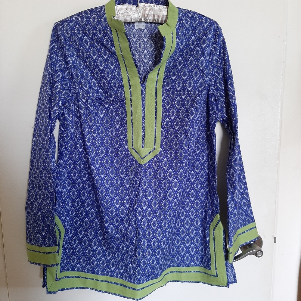 Blue And Green COTTON Tunic. Unbranded.